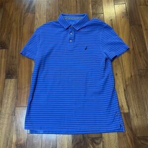 Nautica Men's XL Blue Striped Performance Polo Shirt Short Sleeve Casual